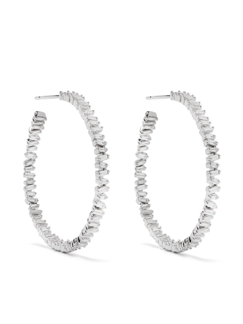 18k White Gold Classic Diamond Hoop Earrings