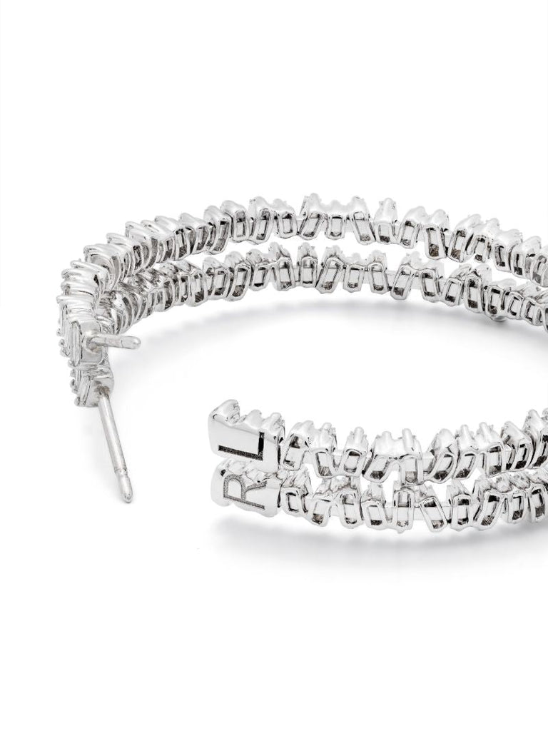 18k White Gold Classic Diamond Hoop Earrings