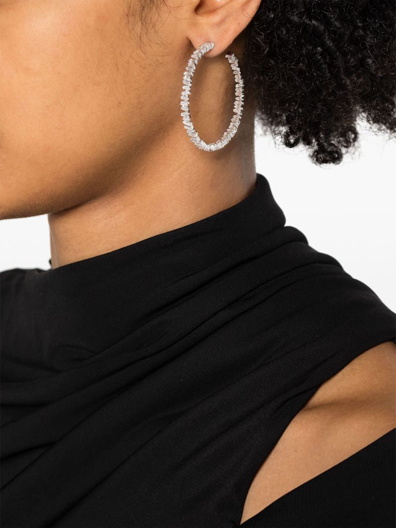18k White Gold Classic Diamond Hoop Earrings