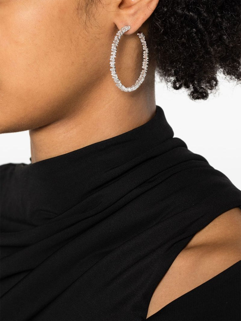 18k White Gold Classic Diamond Hoop Earrings
