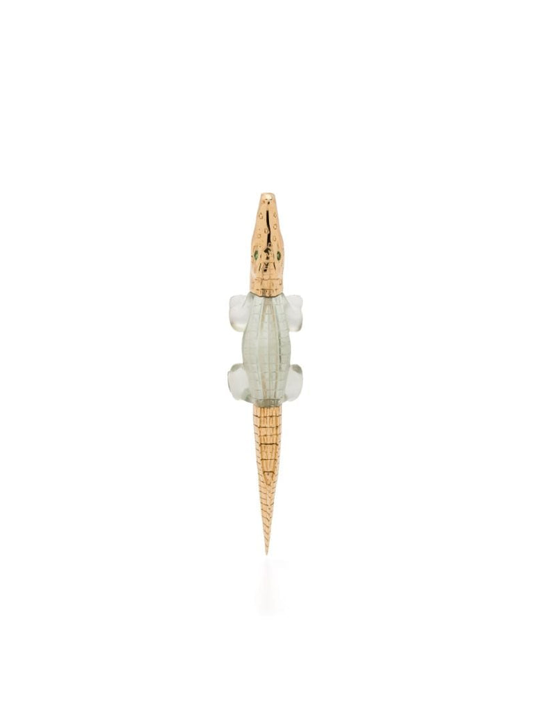 18k Yellow Gold Alligator Bite Amethyst and Tsavorite Earring