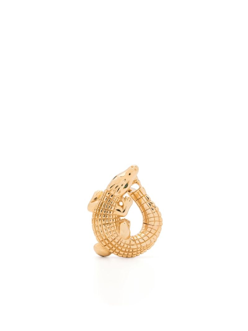 18k Yellow Gold Alligator Vertebrae Twist Tsavorite Earring