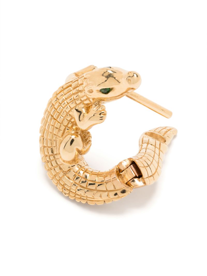18k Yellow Gold Alligator Vertebrae Twist Tsavorite Earring
