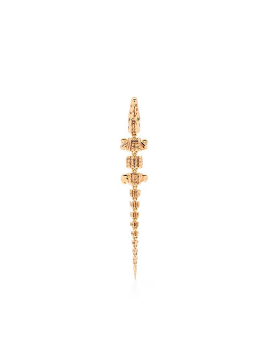 18k Yellow Gold Alligator Vertebrae Bite Tsavorite Earring