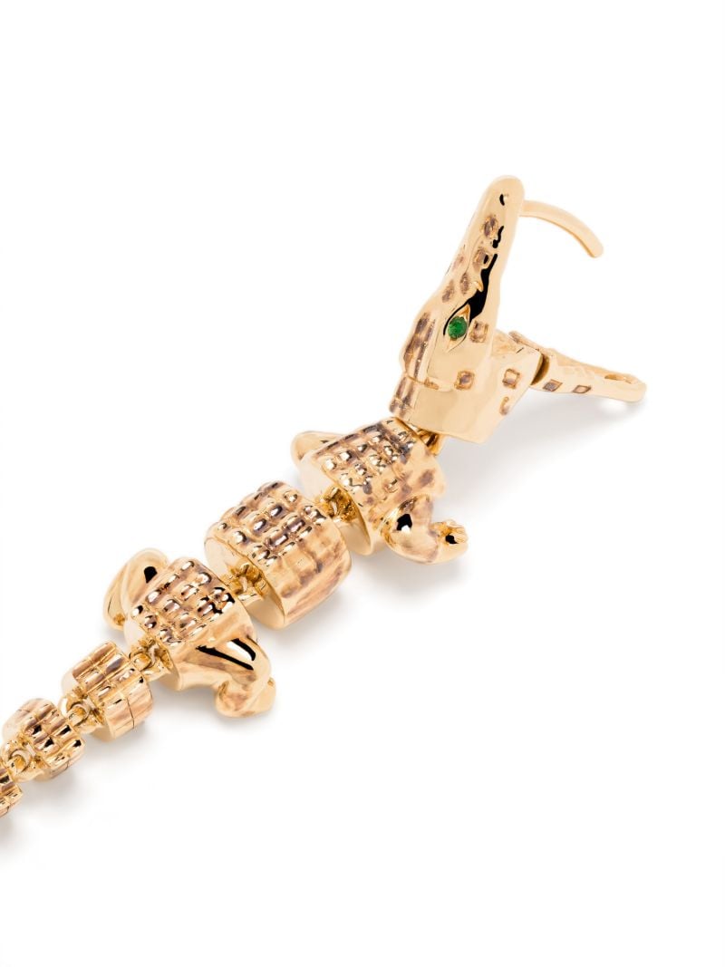 18k Yellow Gold Alligator Vertebrae Bite Tsavorite Earring