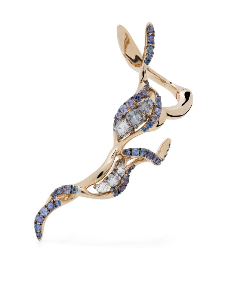 18k White Gold Puff Sapphire Ear Cuff