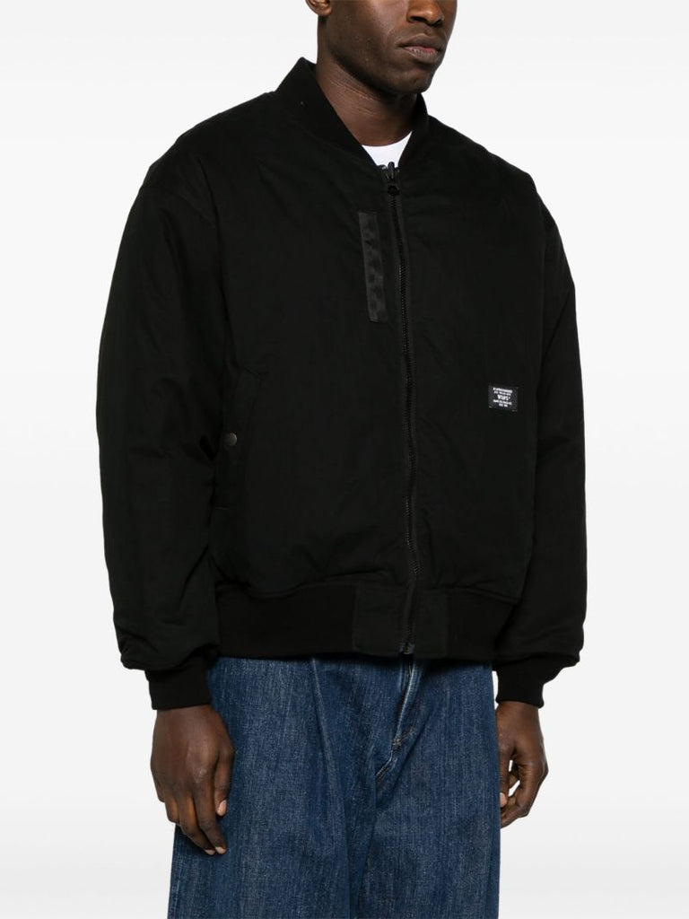 Black Logo-appliquÃ_x0083_Â© Bomber Jacket
