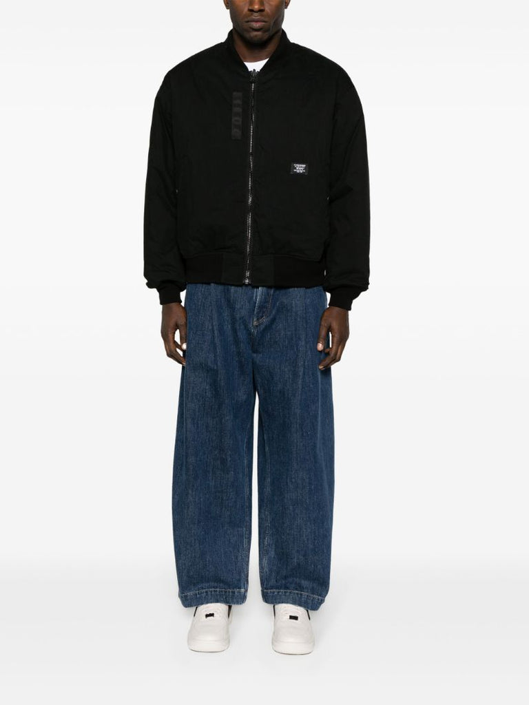 Black Logo-appliquÃ_x0083_Â© Bomber Jacket