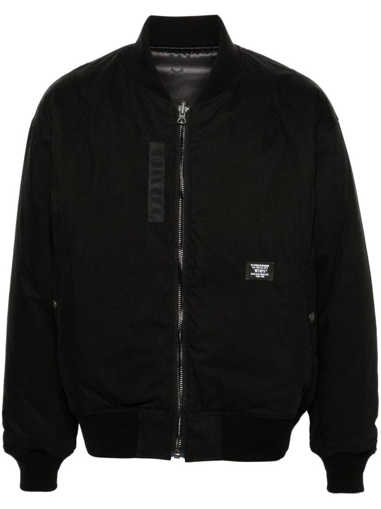 Black Logo-appliquÃ_x0083_Â© Bomber Jacket