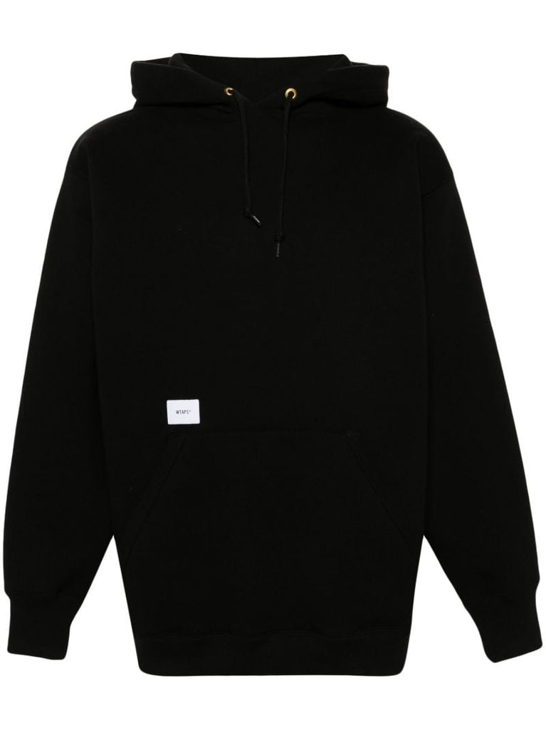 Black Cut & Sew Embroidered Hoodie