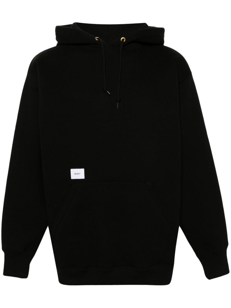 Black Cut & Sew Embroidered Hoodie
