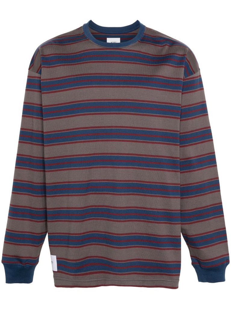 Grey Logo-embroidered Striped Sweatshirt
