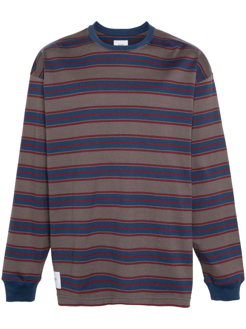Grey Logo-embroidered Striped Sweatshirt