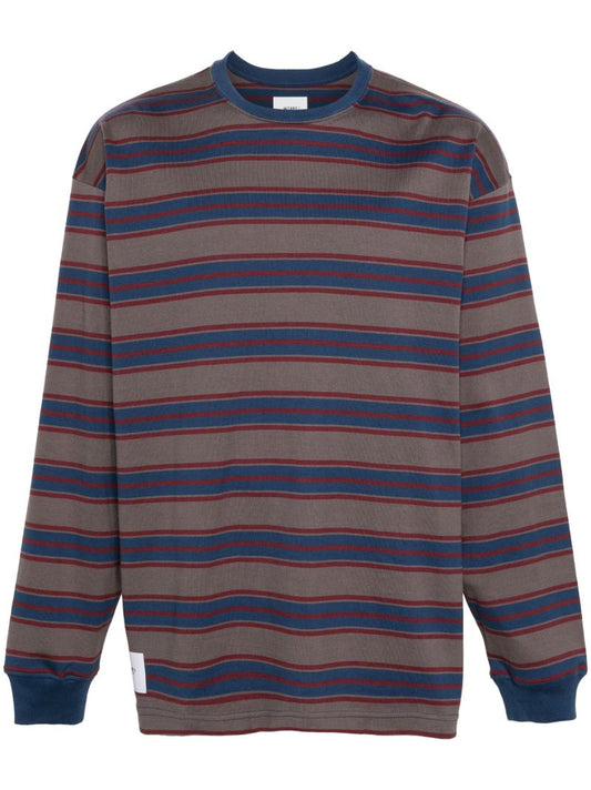 Grey Logo-embroidered Striped Sweatshirt