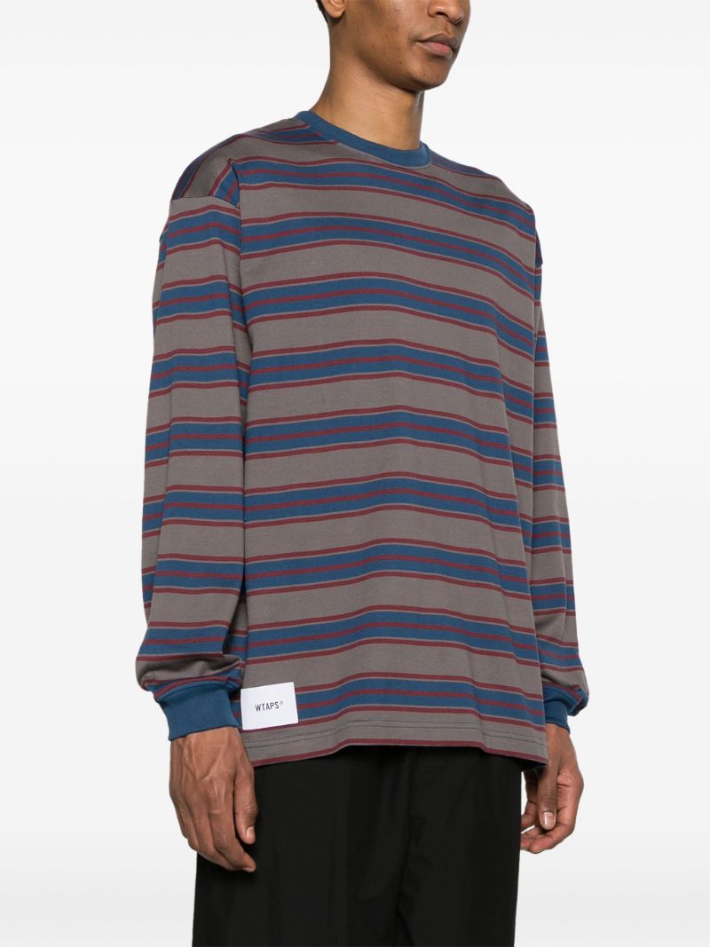 Grey Logo-embroidered Striped Sweatshirt