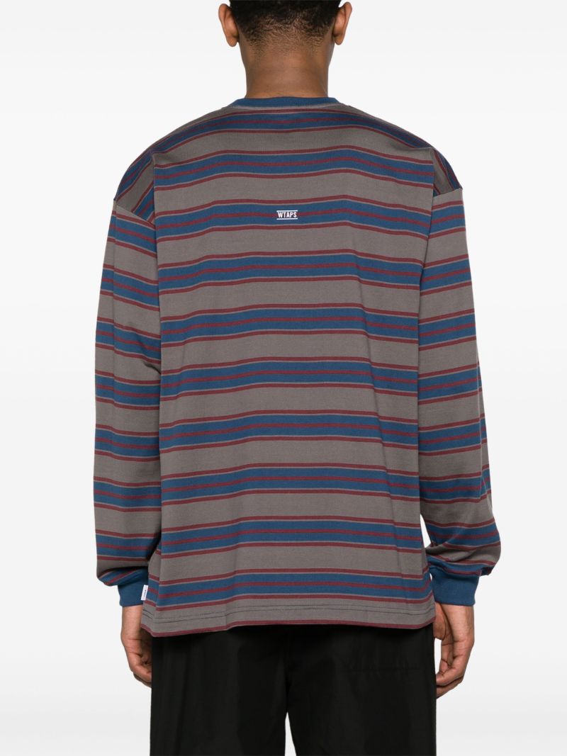 Grey Logo-embroidered Striped Sweatshirt