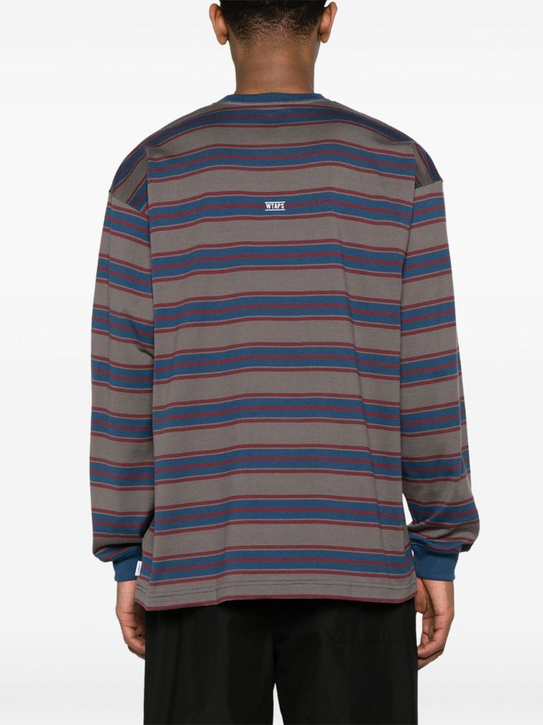 Grey Logo-embroidered Striped Sweatshirt