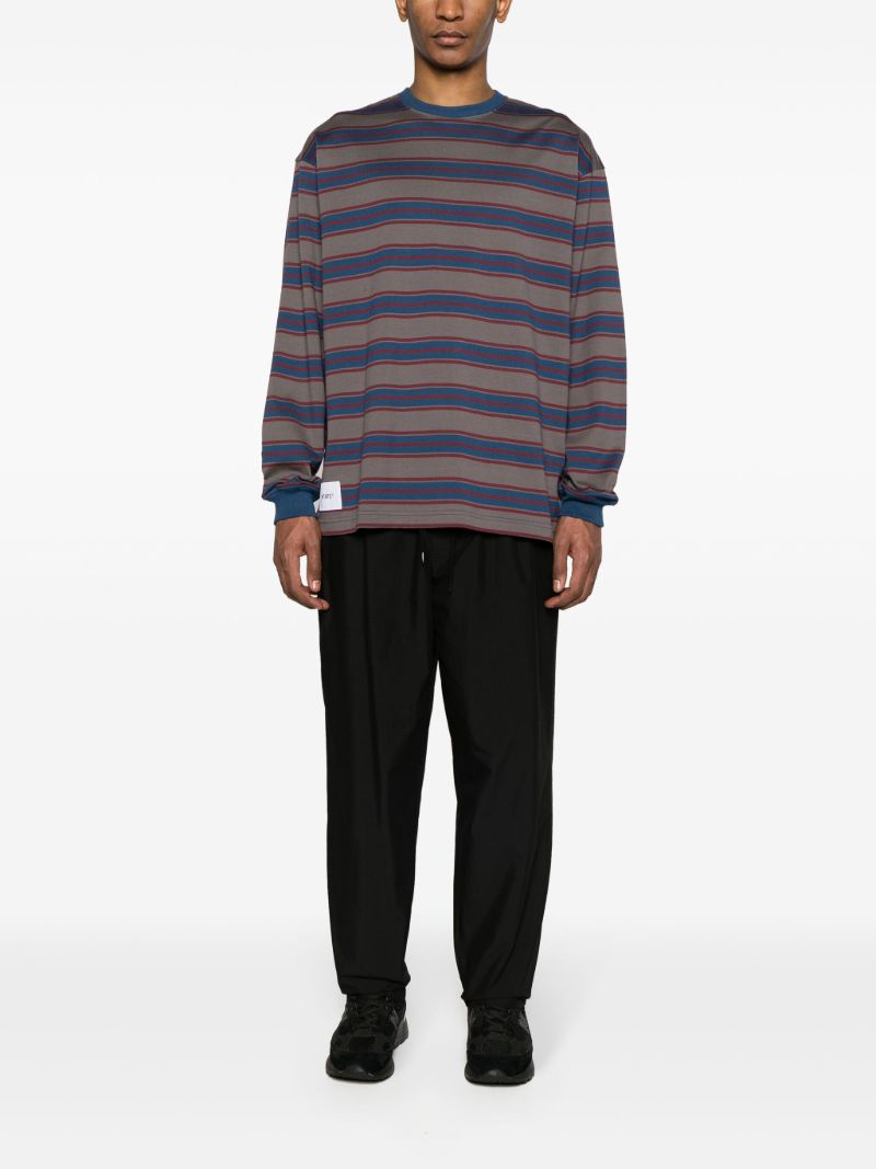 Grey Logo-embroidered Striped Sweatshirt