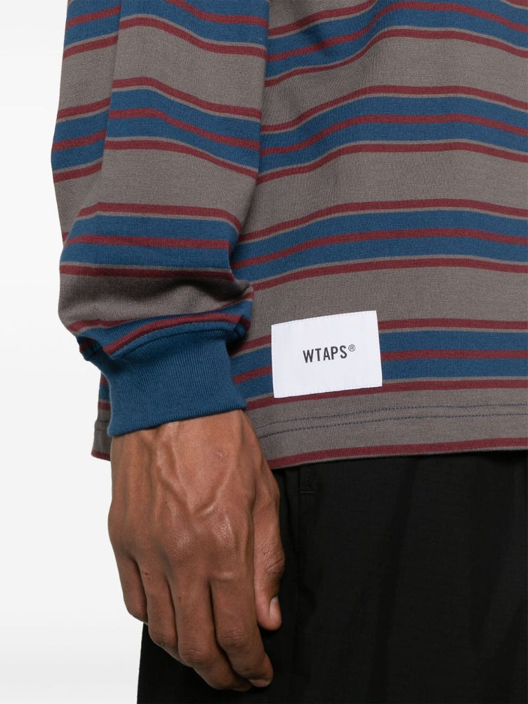 Grey Logo-embroidered Striped Sweatshirt