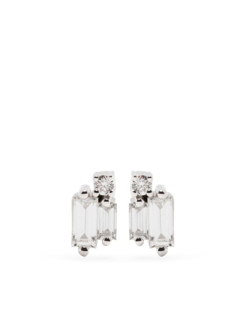 18k White Gold Bold Burst Diamond Studs Earrings
