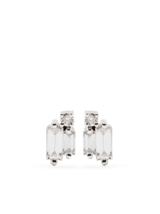 18k White Gold Bold Burst Diamond Studs Earrings