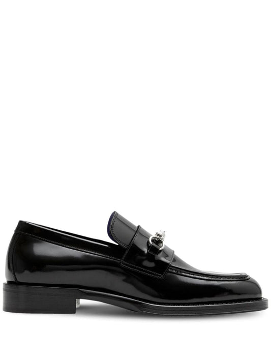 Black Barbed Leather Loafers