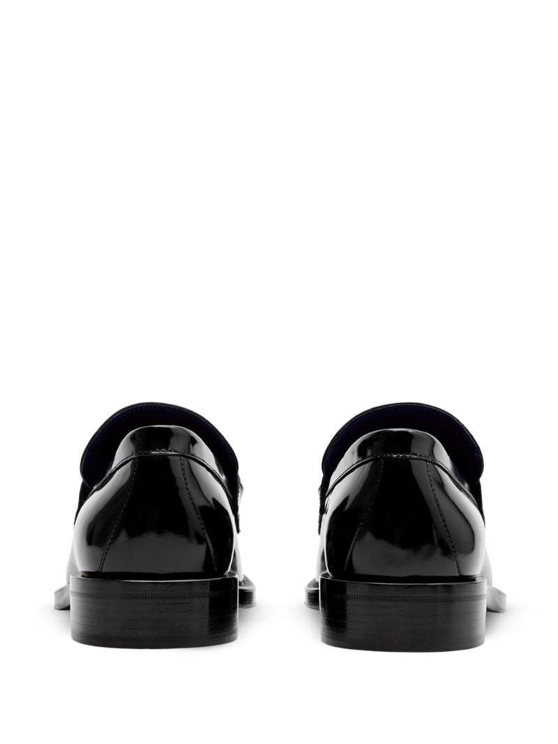 Black Barbed Leather Loafers