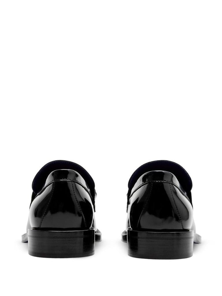 Black Barbed Leather Loafers