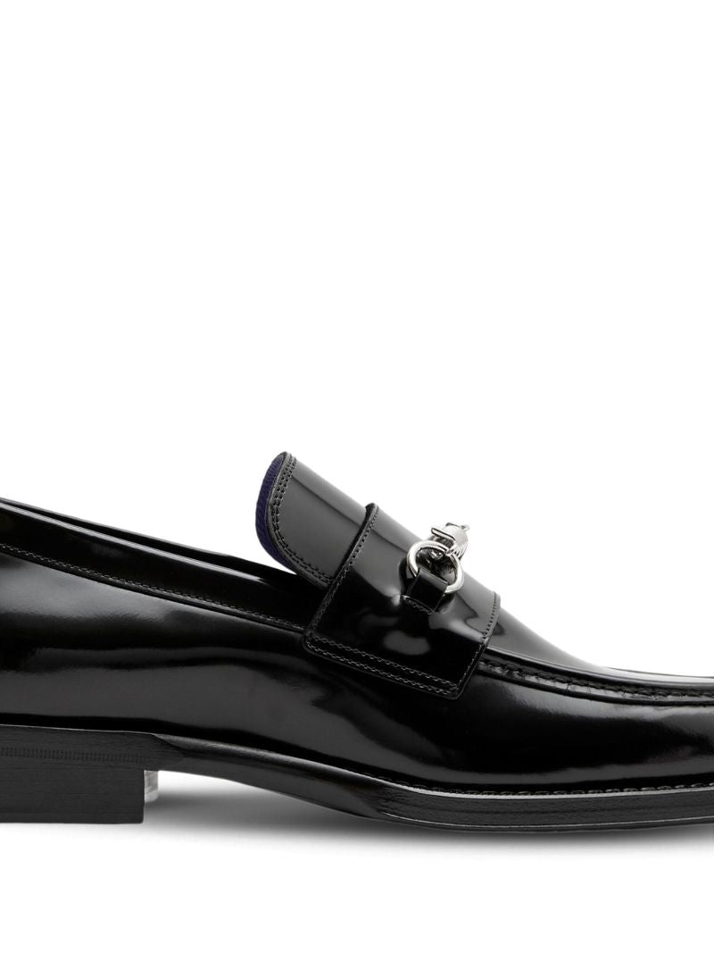 Black Barbed Leather Loafers