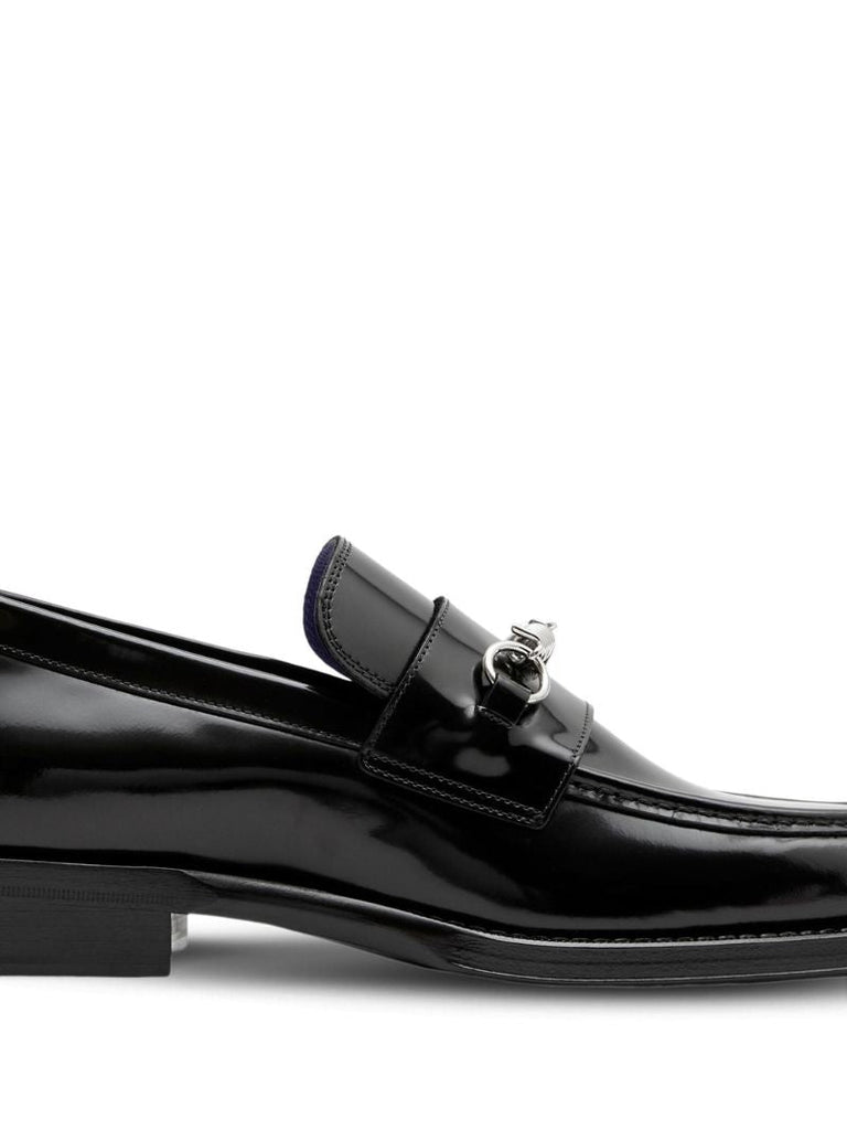 Black Barbed Leather Loafers