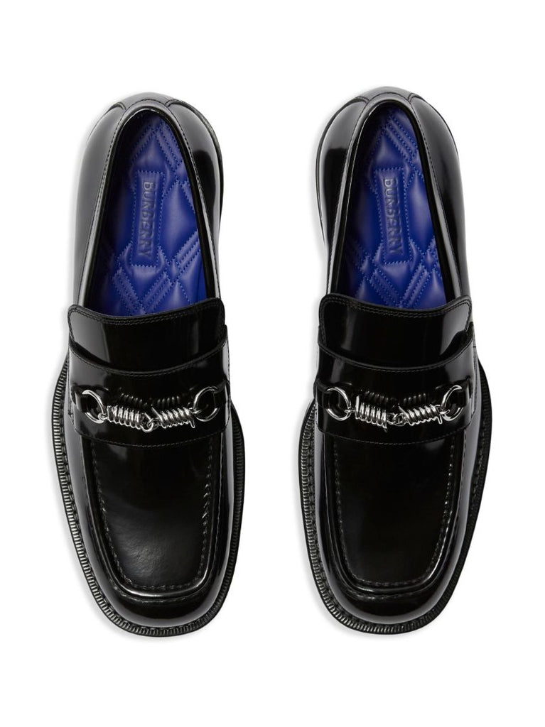 Black Barbed Leather Loafers