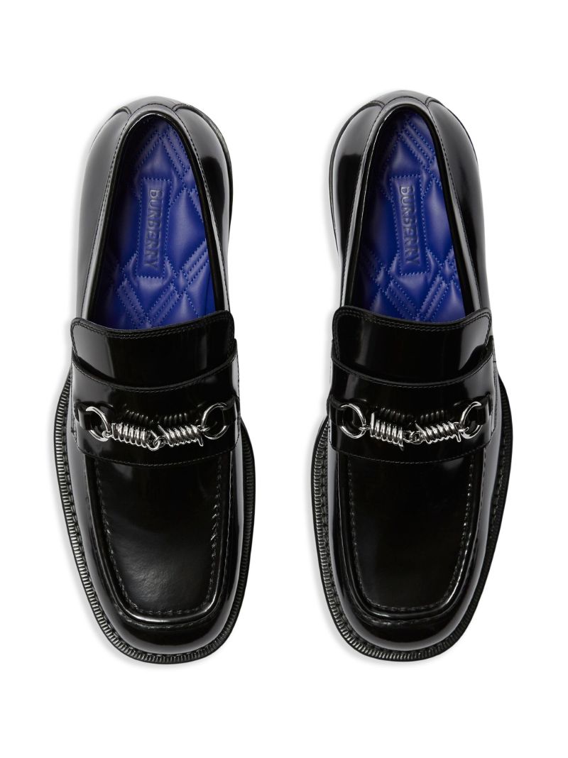 Black Barbed Leather Loafers