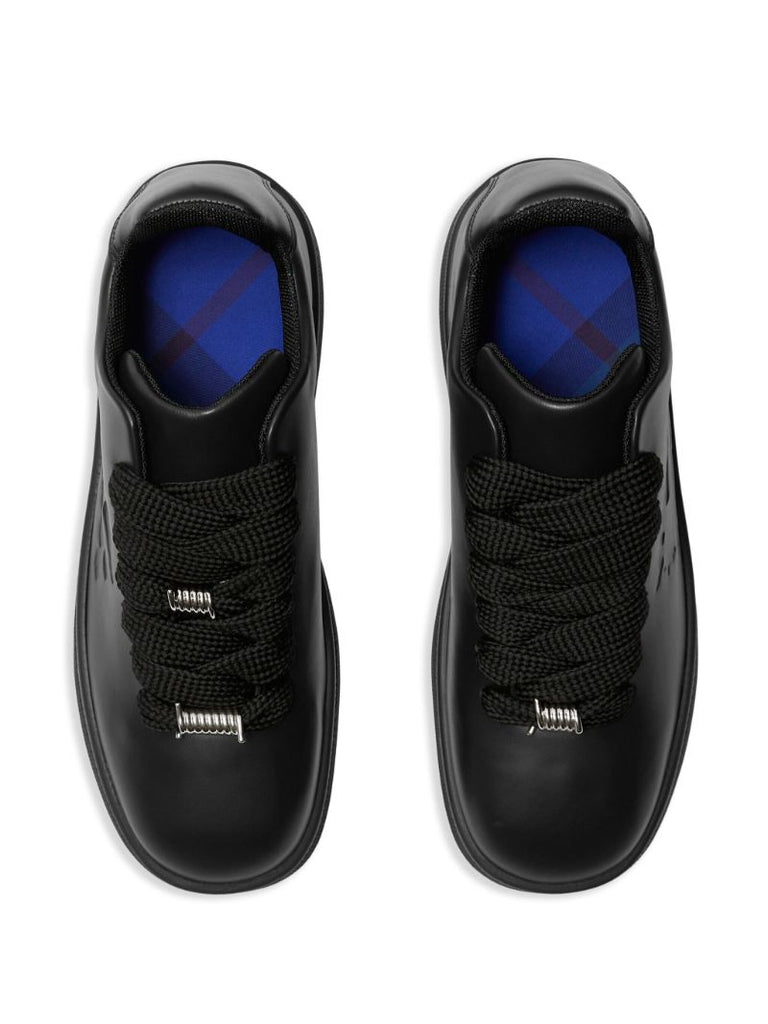 Black Leather Box Low-top Sneakers
