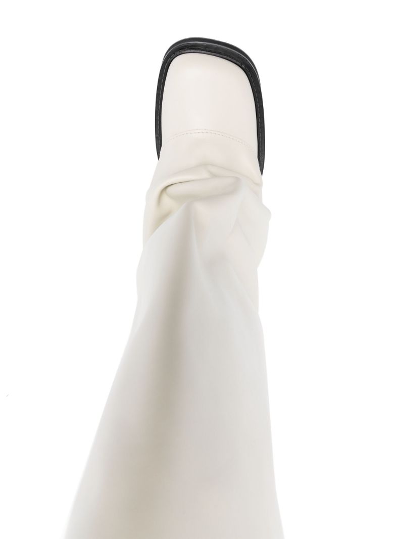 White Robin Layered Leather Boots