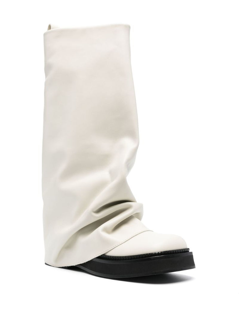 White Robin Layered Leather Boots