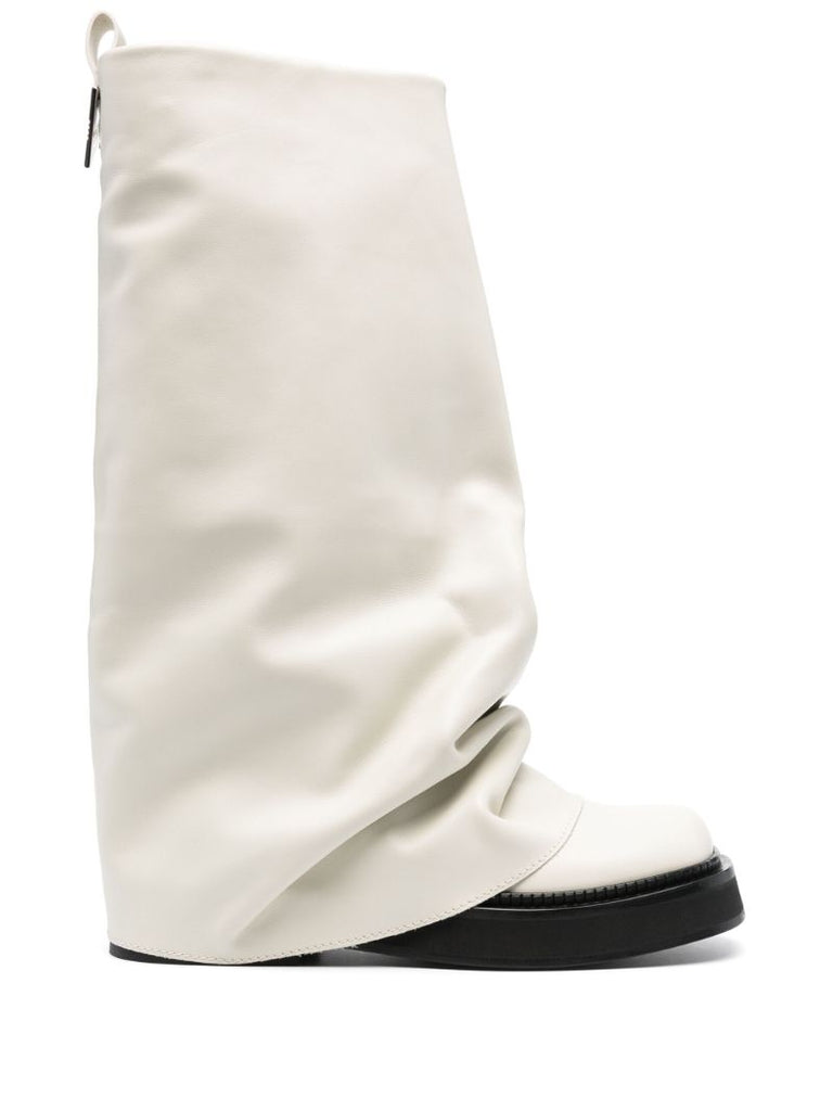 White Robin Layered Leather Boots