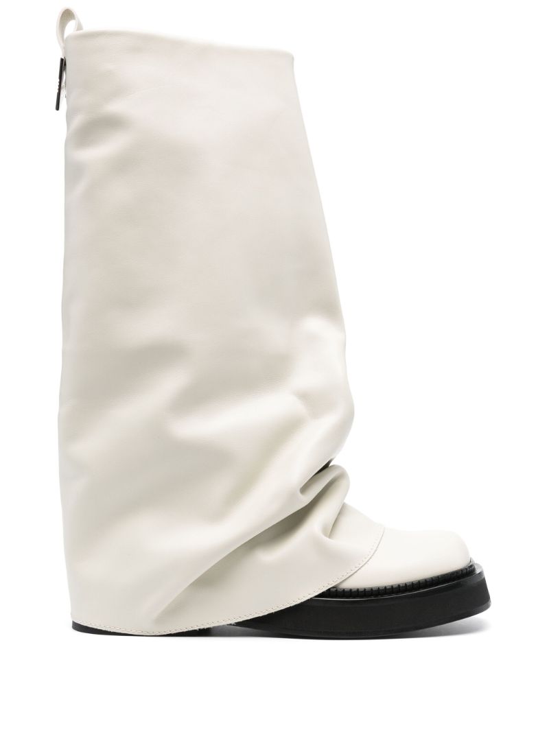 White Robin Layered Leather Boots