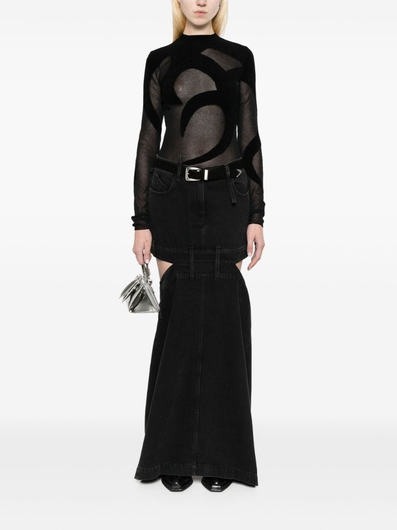 Black Fine-knit Semi-sheer T-shirt