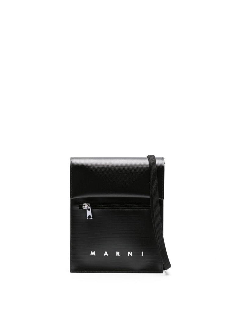 Black Shoelace Strap Messenger Bag