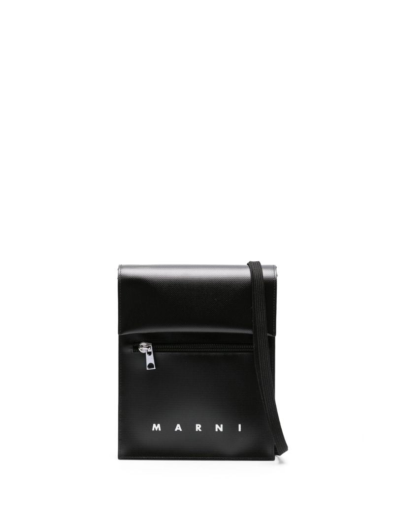 Black Shoelace Strap Messenger Bag