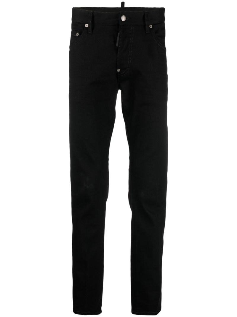 Black Mid-rise Slim-cut Jeans