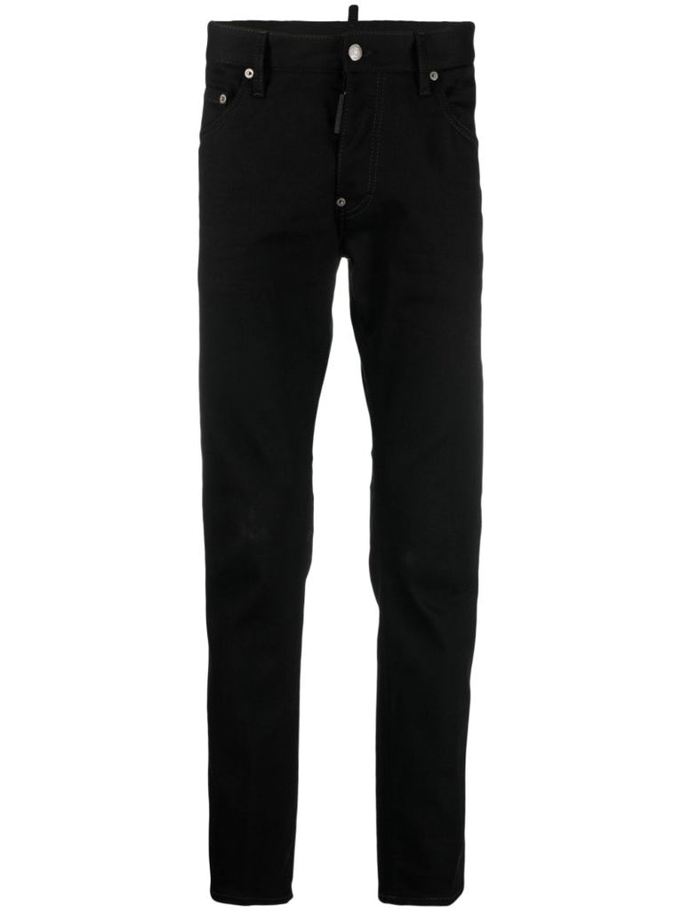 Black Mid-rise Slim-cut Jeans