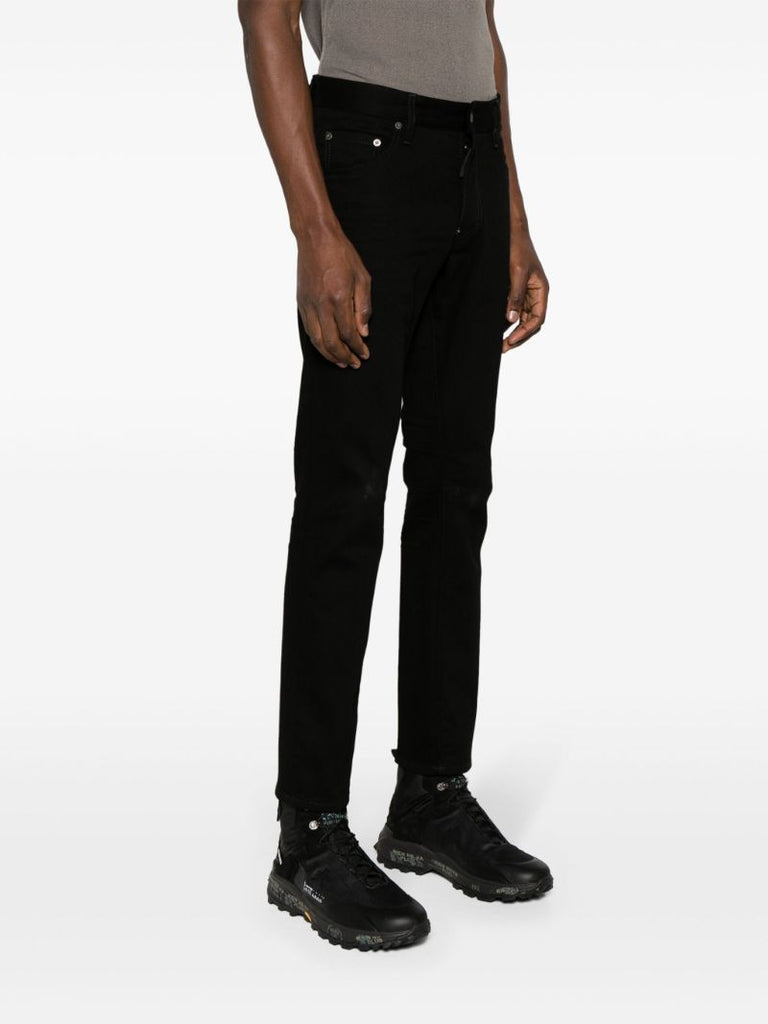 Black Mid-rise Slim-cut Jeans