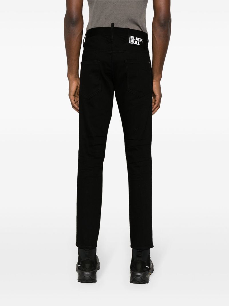 Black Mid-rise Slim-cut Jeans