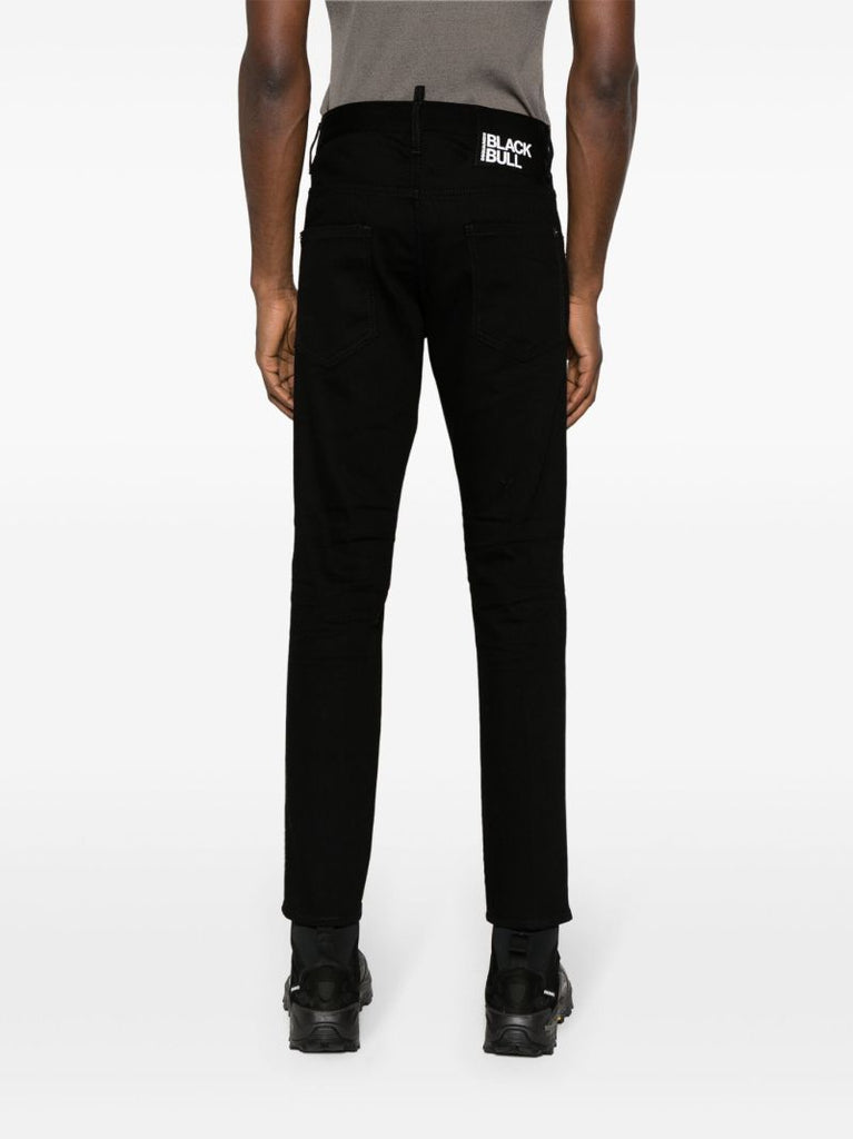 Black Mid-rise Slim-cut Jeans
