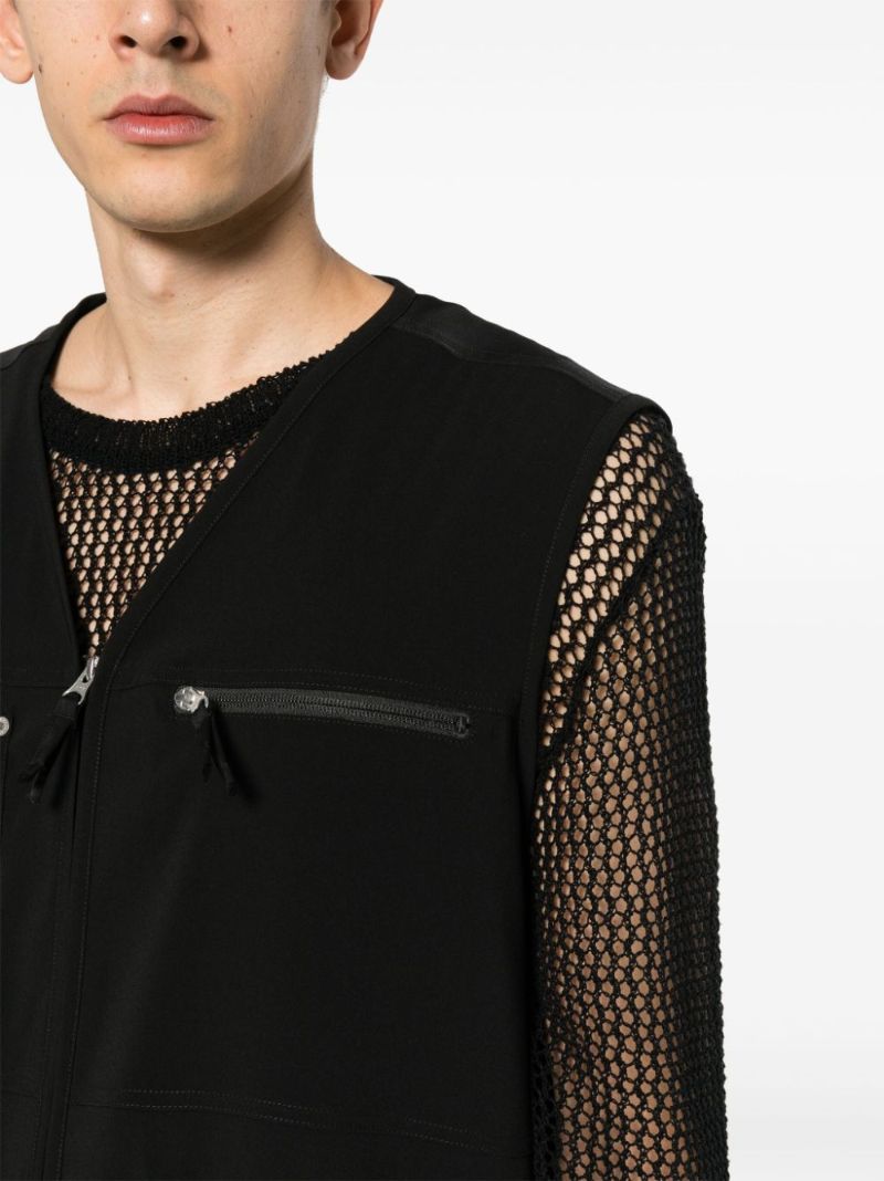 Black Multi-pocket Zip-up Gilet