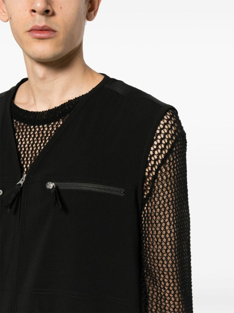 Black Multi-pocket Zip-up Gilet