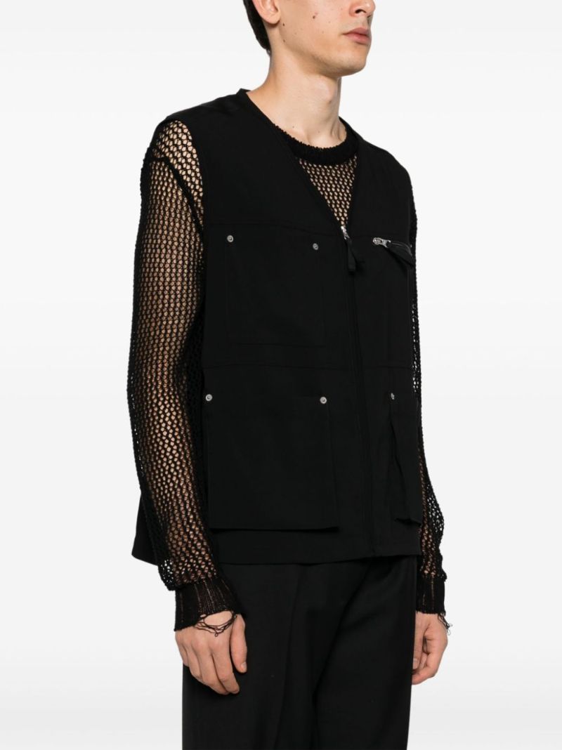 Black Multi-pocket Zip-up Gilet