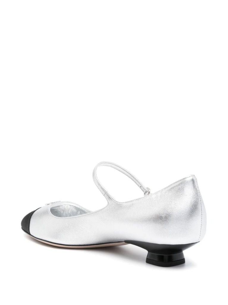 Silver-tone Lola 25mm Leather Pumps
