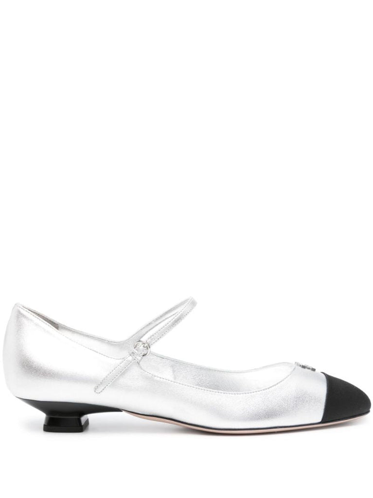 Silver-tone Lola 25mm Leather Pumps